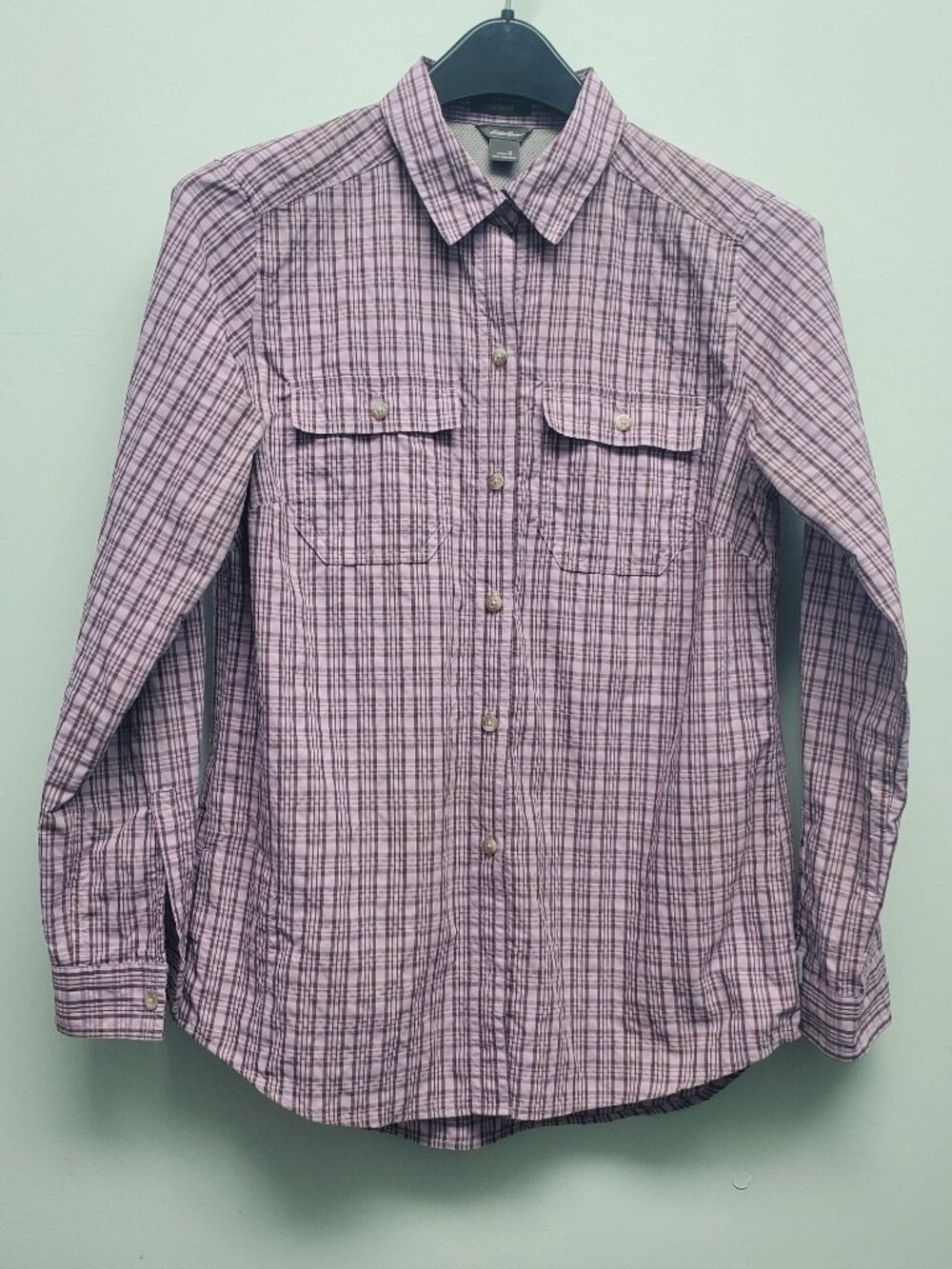 Eddie Bauer Purple Orchid Plaid Trail Shirt Small Gorpcore Utility Button Up